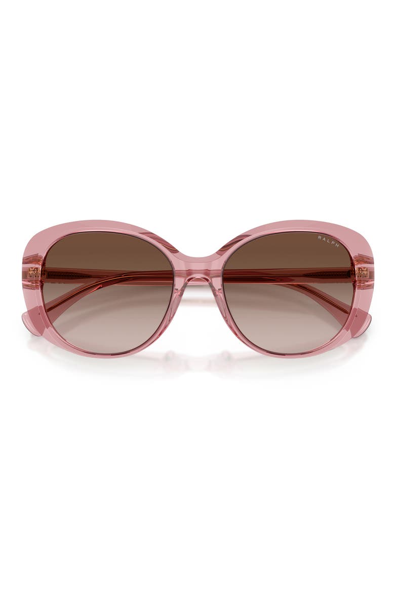 56mm Gradient Round Sunglasses, Alternate, color, TRANSPARENT VIOLET / BROWN