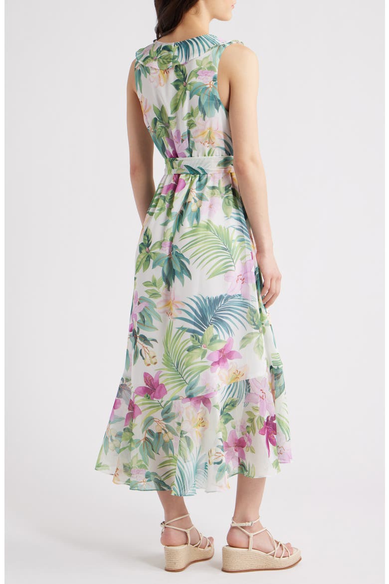 Tropical Bliss Tie Waist Faux Wrap Maxi Dress, Alternate, color, WHITE