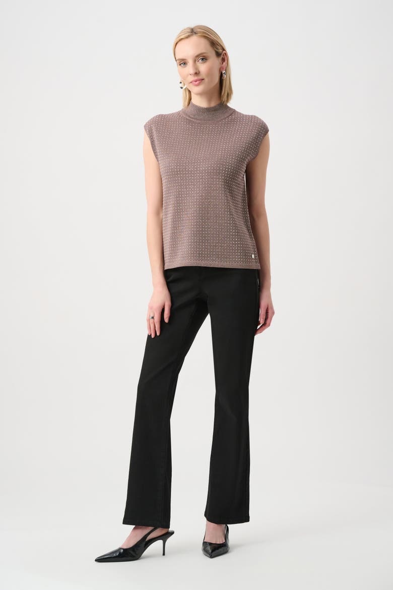 Sweater Knit Sleeveless Pullover with Iron-On Detail, Alternate, color, mink/gold