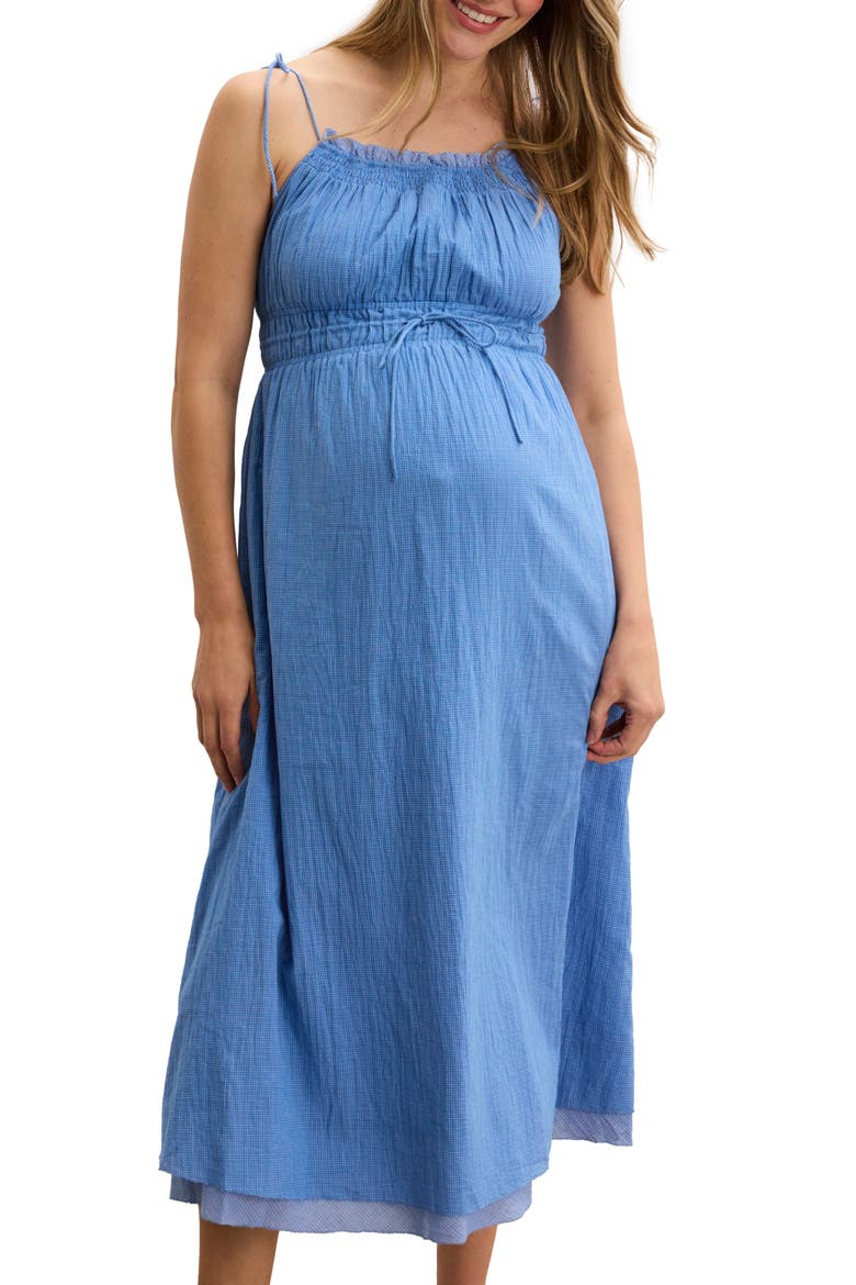 The Audrey Maternity Dress, Main, color, Blue Plaid