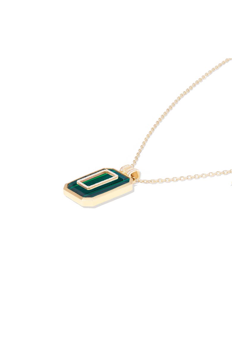Spark Emerald Cut Pendant Necklace, Alternate, color, Malachite & Diamond-Gold