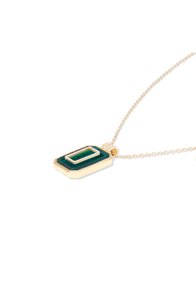 Campbell + Charlotte Spark Emerald Cut Pendant Necklace, Alternate, color, Malachite & Diamond-Gold