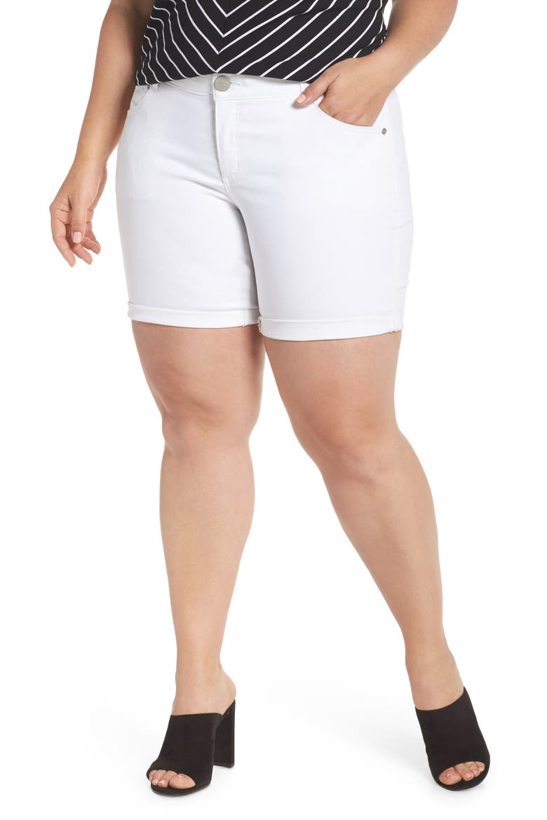 'Ab'Solution Stretch Cotton Shorts, Main, color, OPTIC WHITE