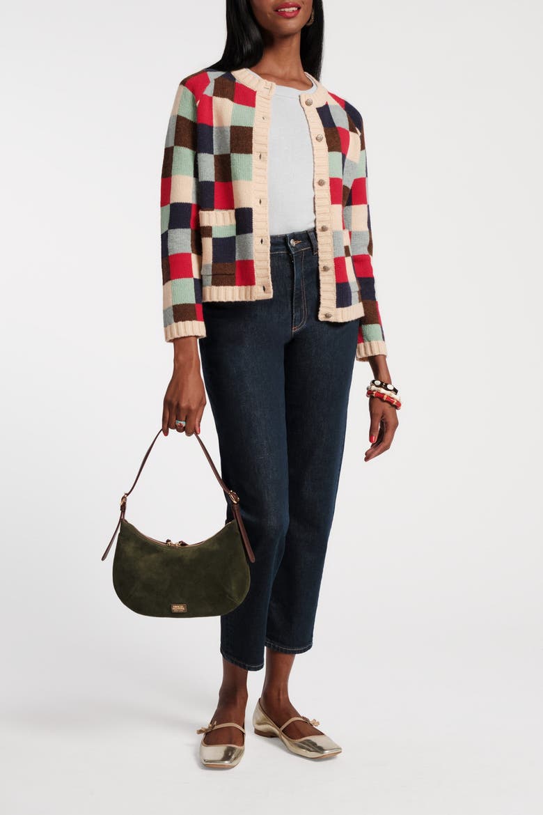 Pixel Cardigan Sublime Pixel 100% Lambswool, Alternate, color, Blue/Brown/Red