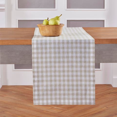 Linen Table Runner - Gingham Check