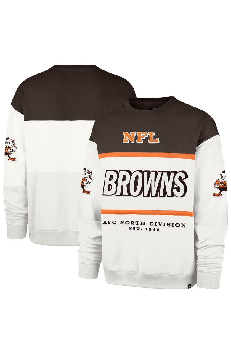'47 Men's '47  White Cleveland Browns Throwback Breeze Maximalist Sweatshirt, Main, color, Brown