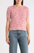 1.STATE Floral Short Sleeve Cotton Sweater