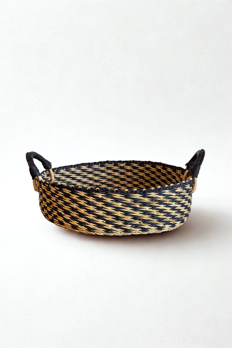 Tray Basket in Natural w/ Black Checks, Main, color, Natural w/ Black
