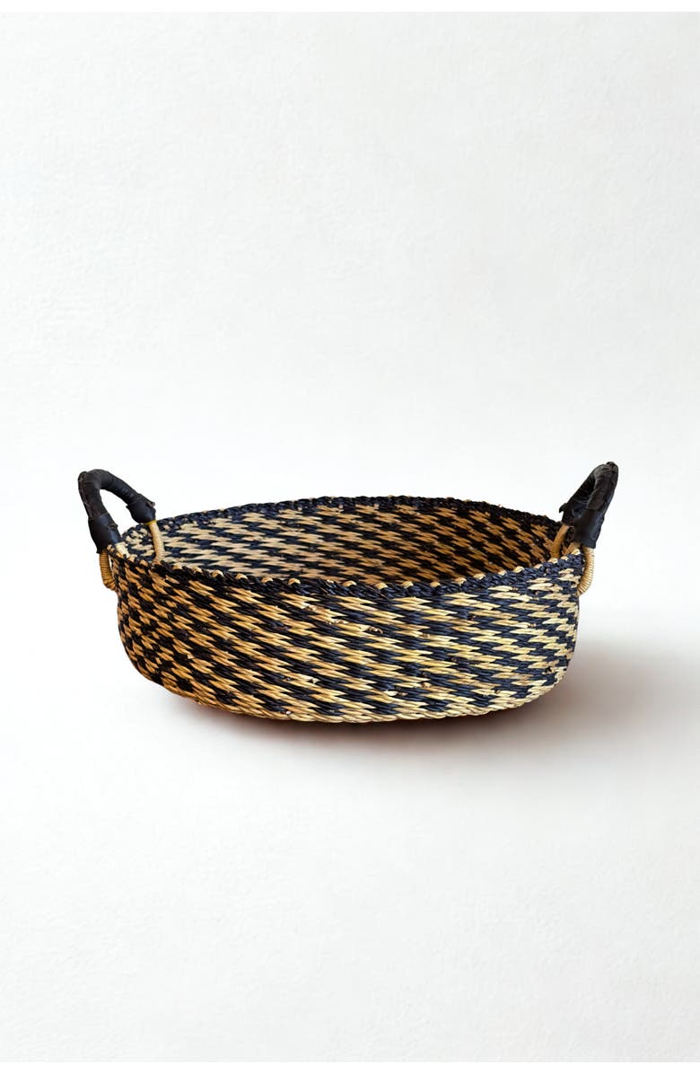 Mbare Tray Basket in Natural w/ Black Checks, Main, color, Natural W/ Black