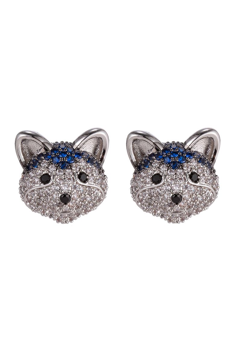 Husky CZ Stud Earrings, Main, color, SILVER