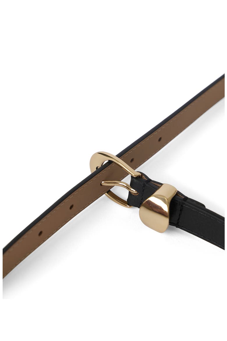 Sammy Skinny Leather Belt, Alternate, color, BLACK GOLD