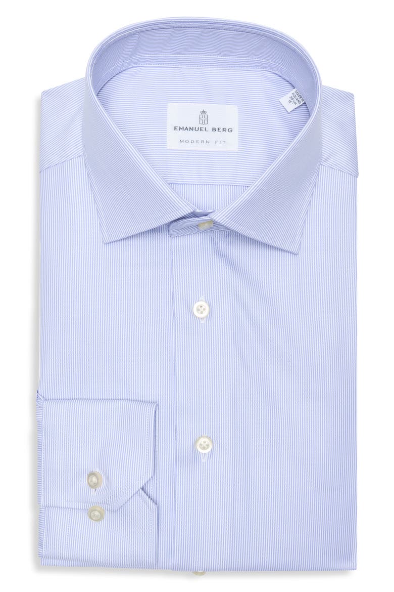 Traveller Stripe Modern Fit Dress Shirt, Alternate, color, BRIGHT BLUE