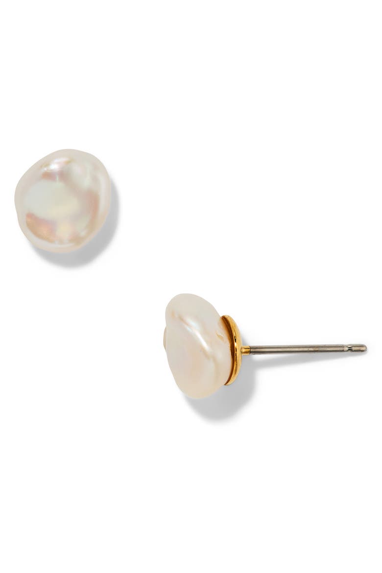 Madrid Small Freshwater Pearl Stud Earrings, Main, color, GOLD