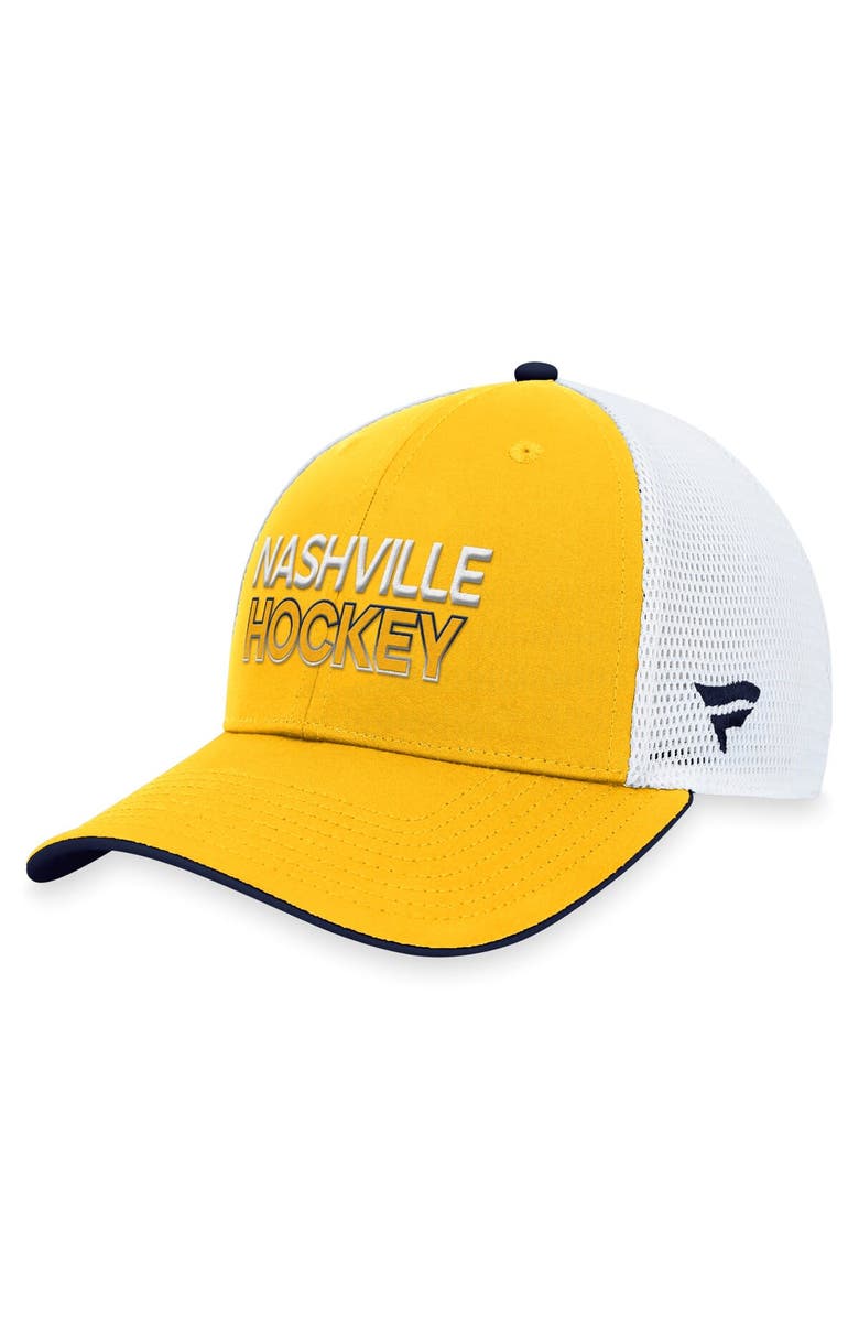 FANATICS Men's Fanatics Branded Gold Nashville Predators Authentic Pro Rink Trucker Adjustable Hat, Alternate, color, Gold