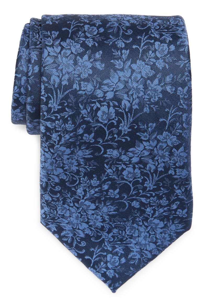 Dorado Dot Print Tie, Main, color, NAVY
