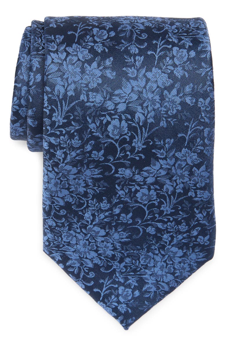 Michael Kors Dorado Dot Print Tie, Main, color, Navy