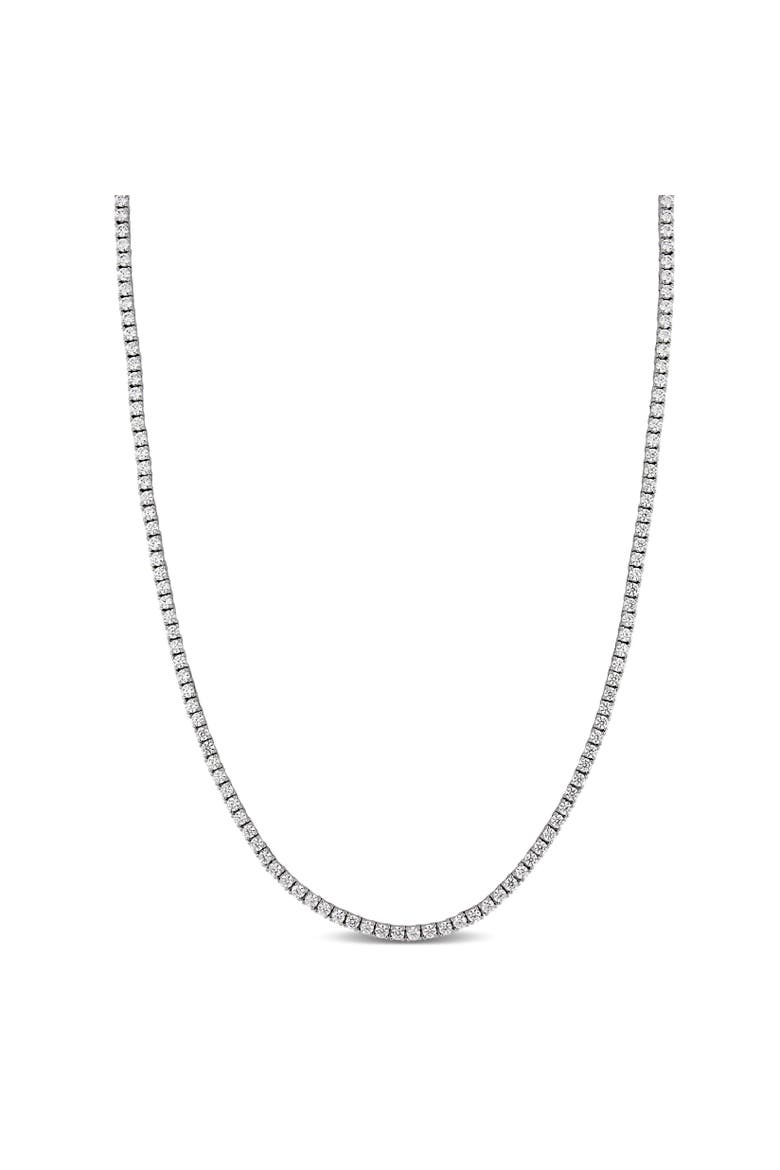 White Cubic Zirconia Tennis Necklace, Main, color, Sterling Silver
