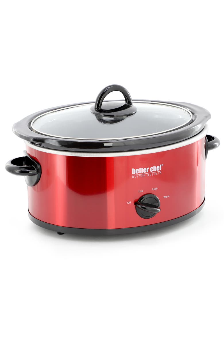 3 Quart Oval Slow Cooker Removable Stoneware Crock Red, Alternate, color, Red