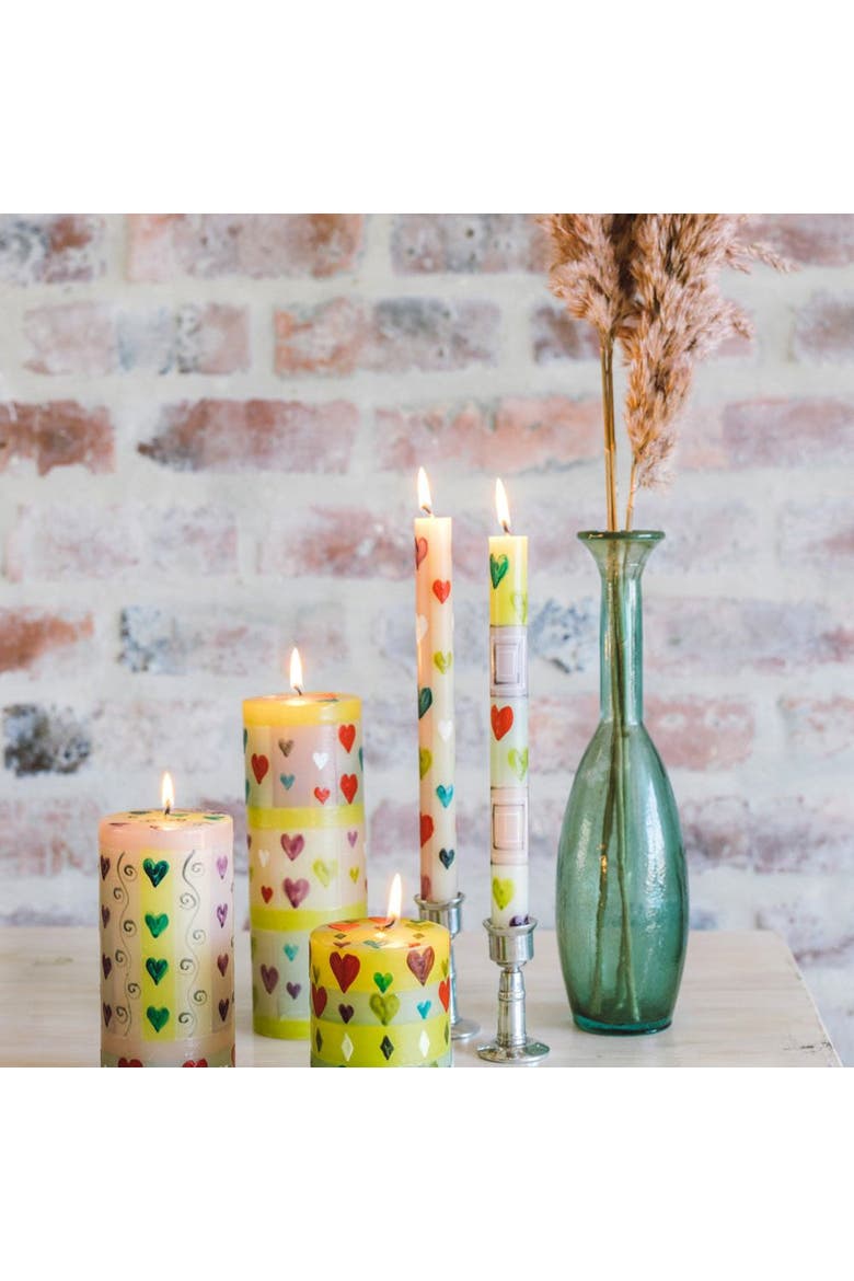 Pastel Hearts Painted Voltive Candles - Set of 6, Alternate, color, Pastel Hearts - 2"