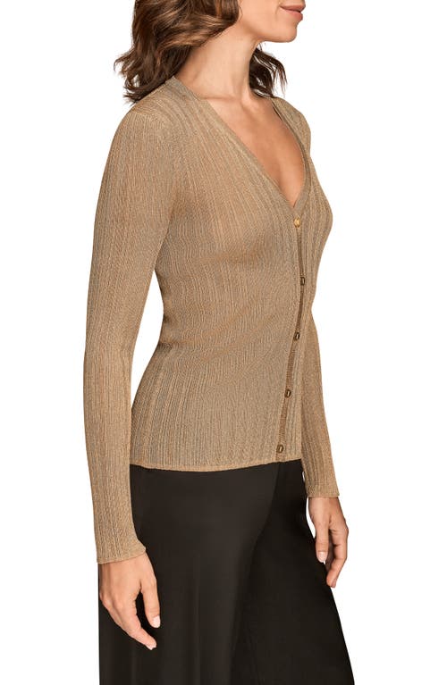 Donna Karan New York Metallic Cardigan In Brown