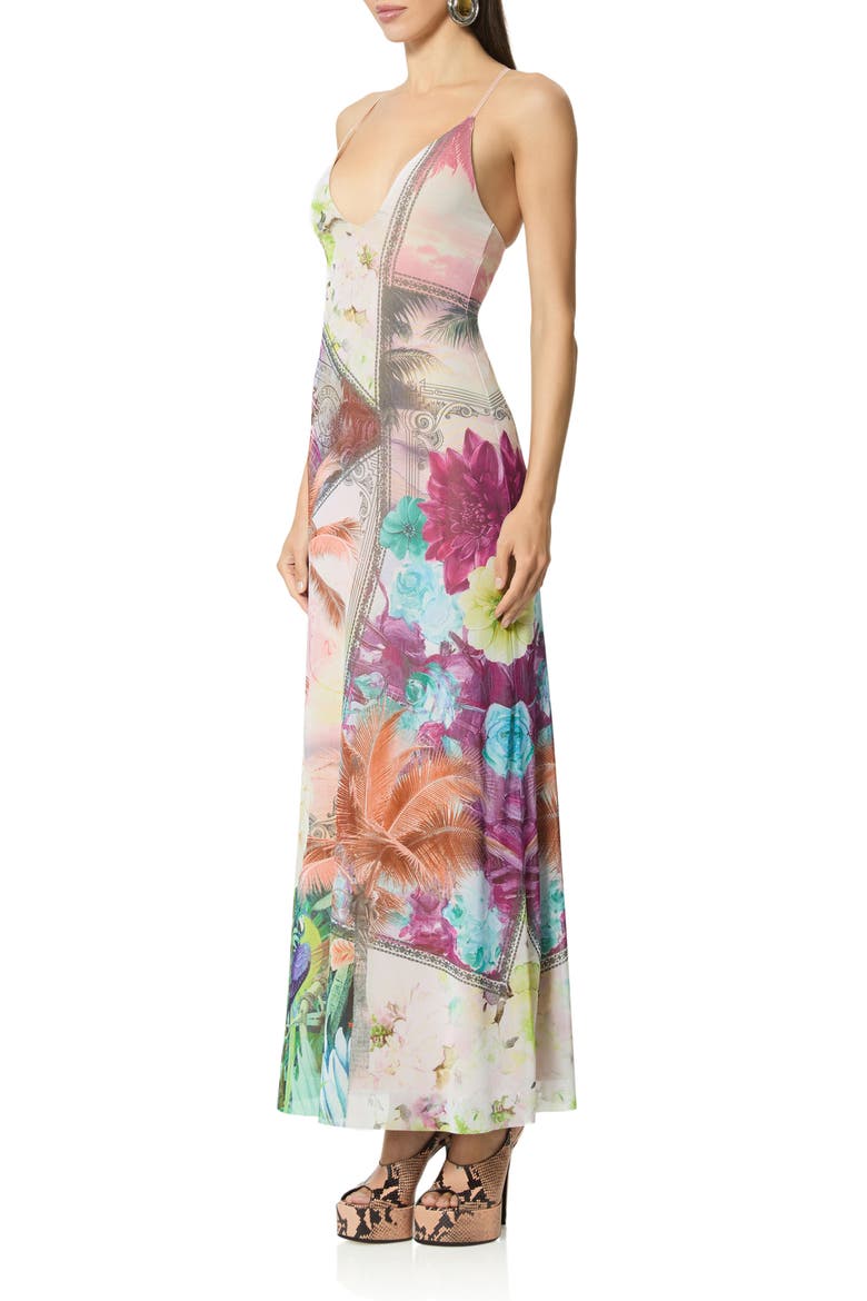 Romy Postcard Print Mesh Slipdress, Alternate, color, VACATION TROPIC