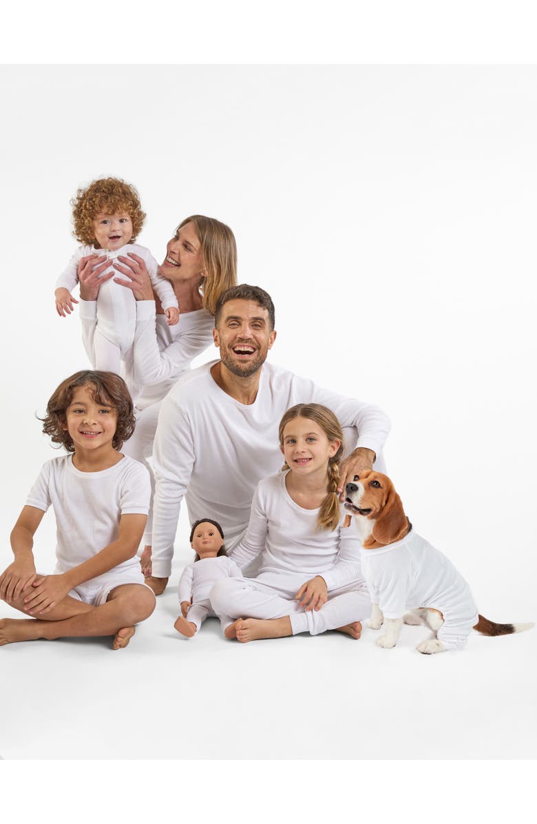 Leveret Kids Two-Piece Solid Cotton Matching Family Pajamas, Alternate, color, White
