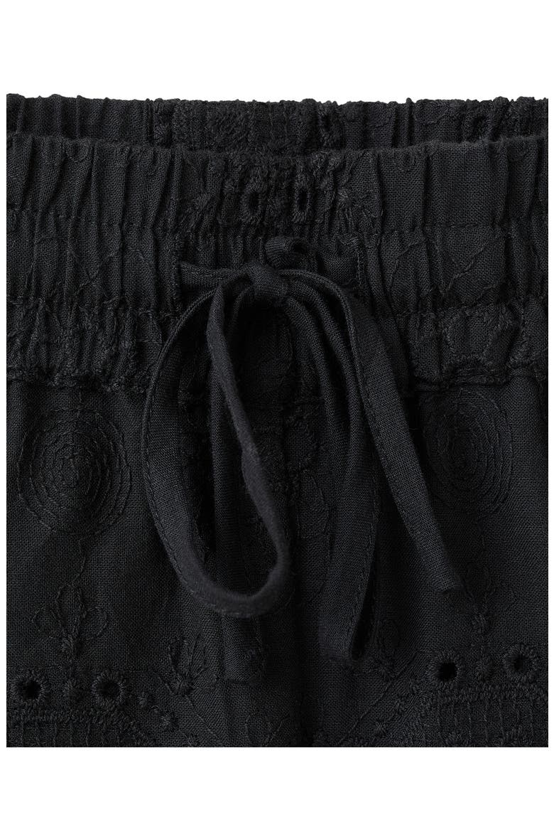 Scalloped Eyelet Cotton Shorts, Alternate, color, BLACK