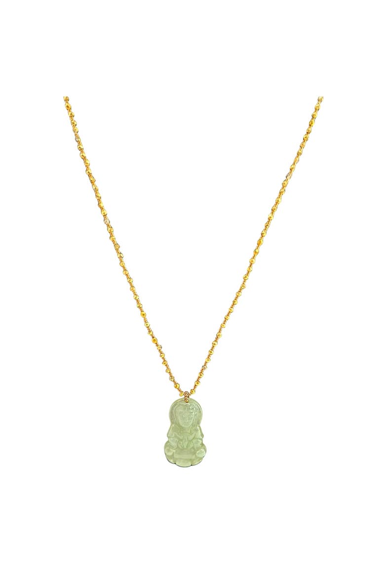 Jade Buddha faceted Pyrite necklace, Main, color, Green