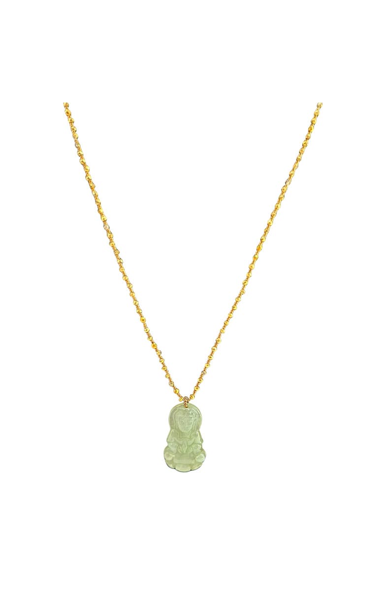 MADISON BEVERLY HILLS Jade Buddha faceted Pyrite necklace, Main, color, Green