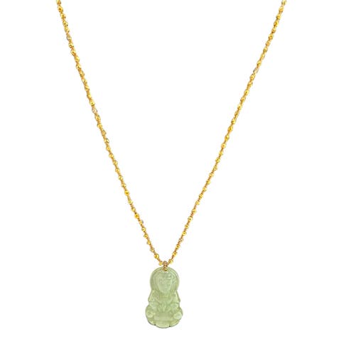 Jade Buddha faceted Pyrite necklace