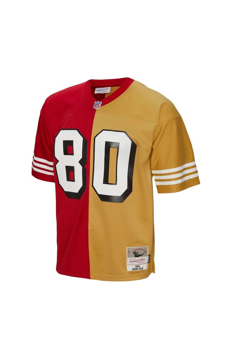 Mitchell & Ness Men's Mitchell & Ness Jerry Rice Scarlet/Gold San Francisco 49ers 1994 Split Legacy Replica Jersey, Alternate, color, 