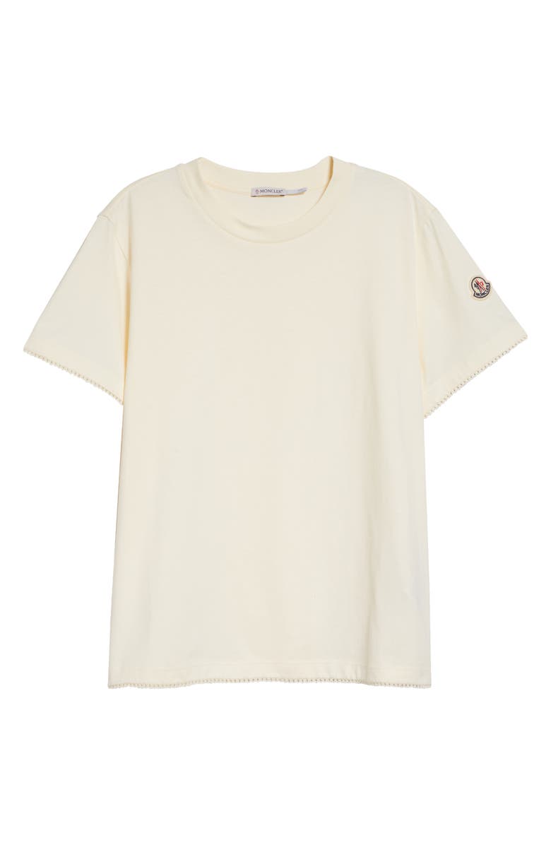 Moncler Scalloped Trim Cotton T-Shirt, Main, color, White