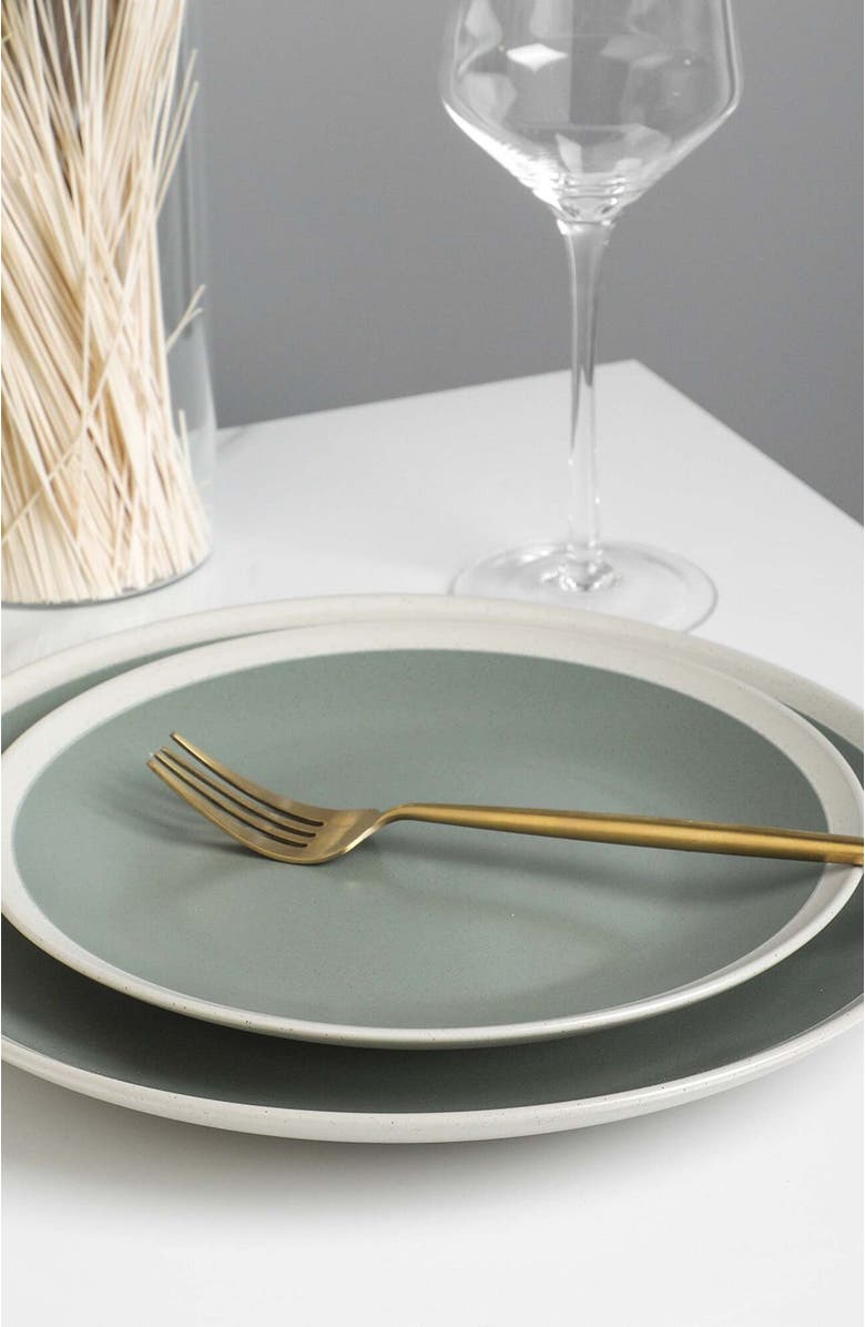 Stone Lain Serenity Stoneware 4-Piece Salad Plate Set, Alternate, color, Green And Cream