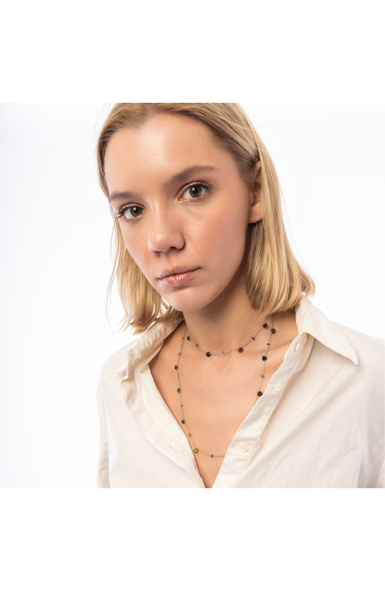 Spero London Sterling Silver Fine Tourmaline Long Necklace, Alternate, color, Silver