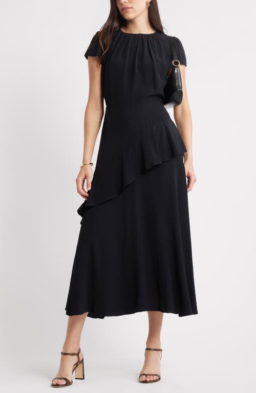 Caslonr Caslon(r) Flutter Sleeve Ruffle Maxi Dress In Black