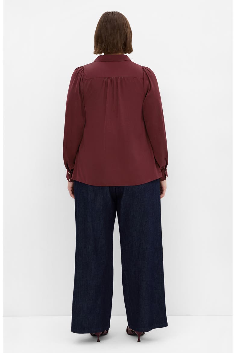 Hadlee V-Neck Button-Up Shirt, Alternate, color, DARK CHERRY