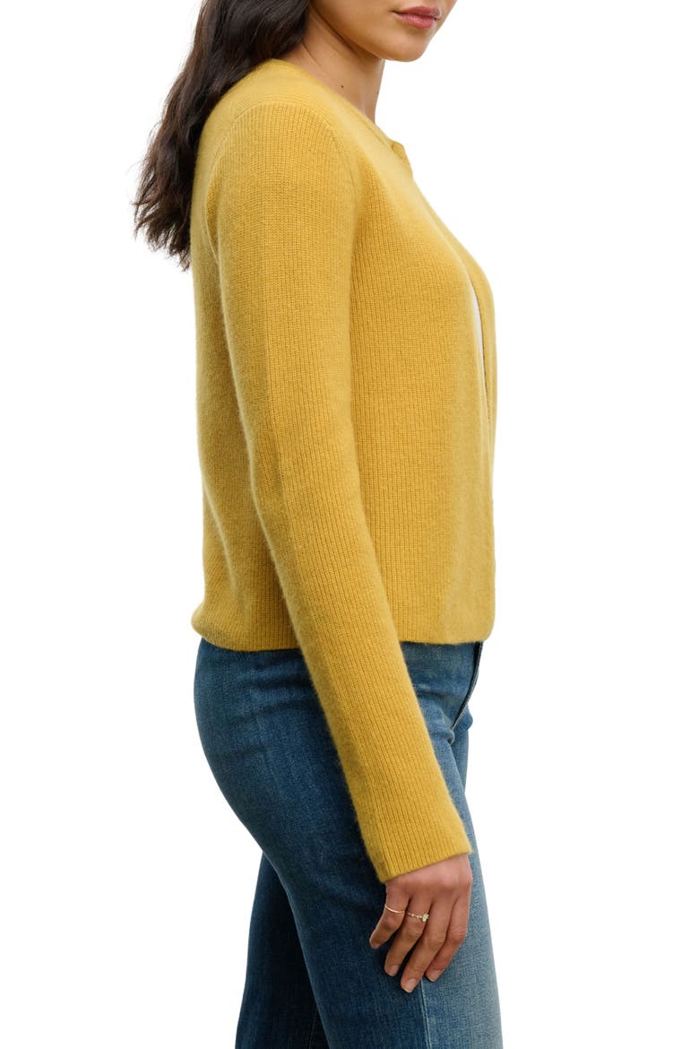 Tina Cashmere Cardigan, Alternate, color, MUSTRD YLW