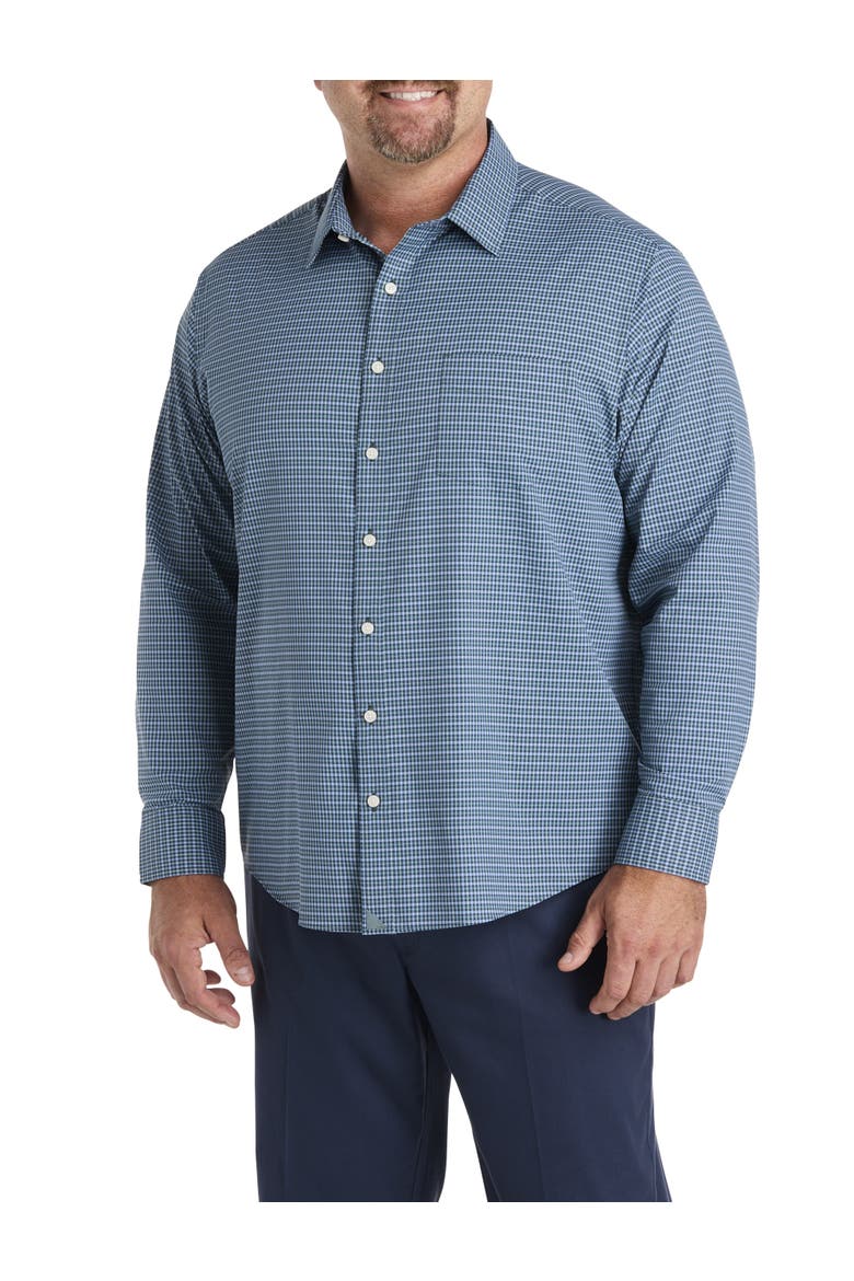 Big & Tall Delune Plaid Performance Sport Shirt, Main, color, BLUE