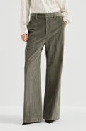 Brunello Cucinelli Cotton corduroy loose trousers with monili