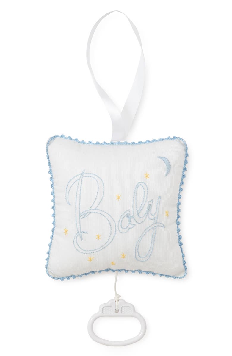 Kissy Kissy Embroidered Musical Pillow, Main, color, White