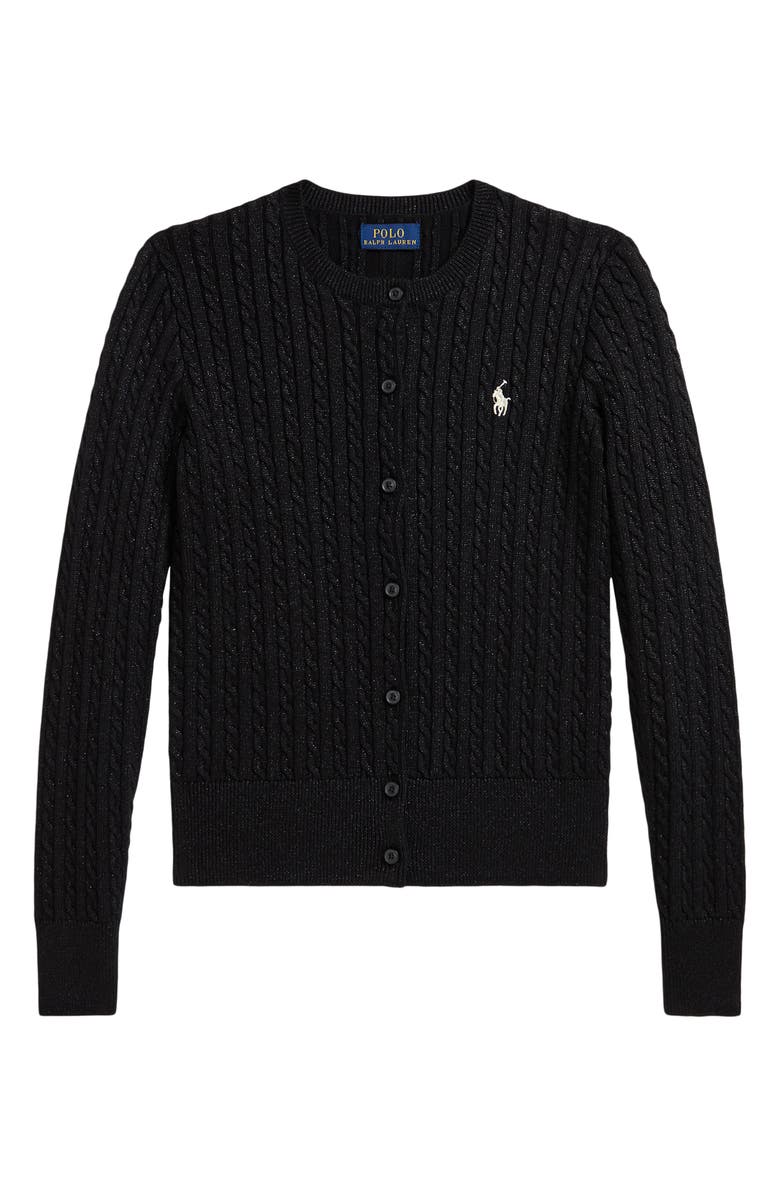 Polo Ralph Lauren Kids' Cable Metallic Cardigan, Main, color, Black
