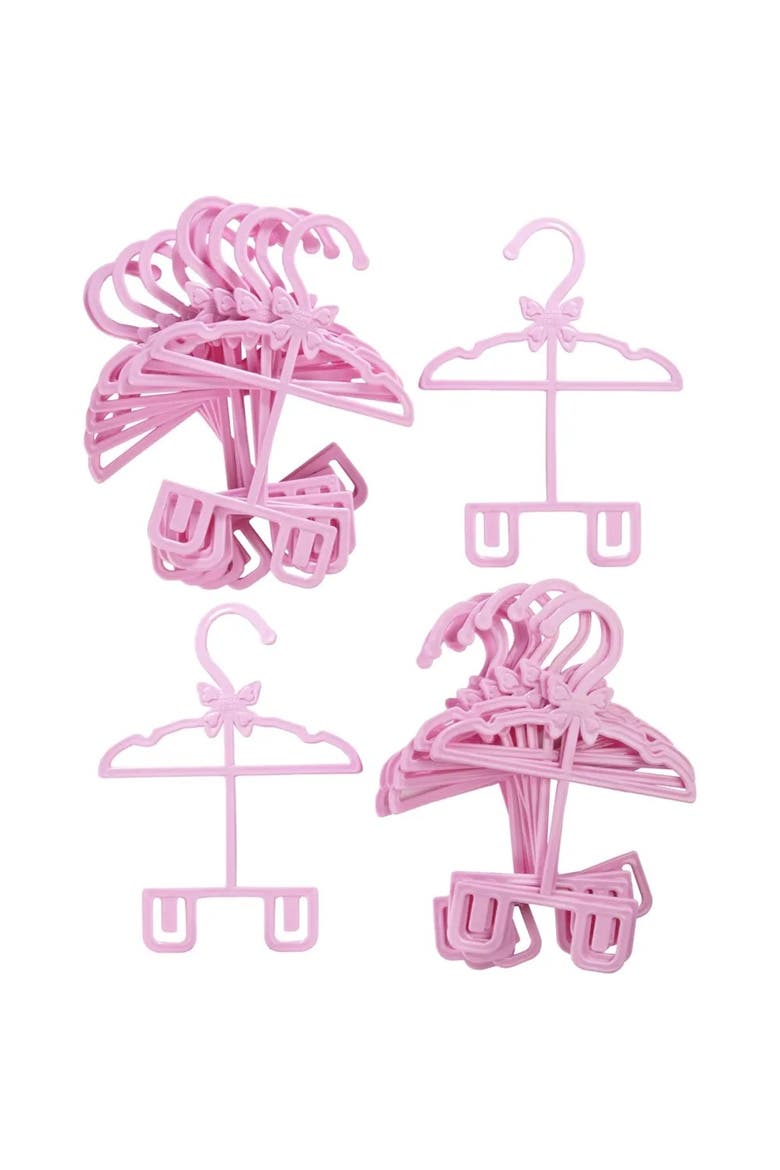 Pink Full-Outfit Hanger 24pk for 18" Doll Clothes- Hold Your Tops & Bottoms Together, Alternate, color, Pink