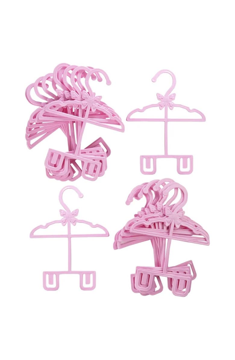 Dress Along Dolly Pink Full-Outfit Hanger 24pk for American 18" Doll Clothes- Hold Your Tops & Bottoms Together, Alternate, color, Pink
