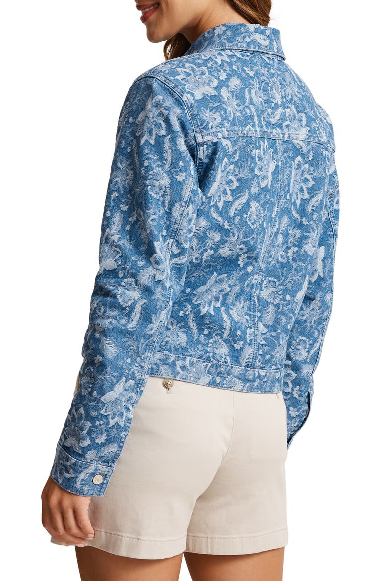 Floral Jacquard Zip Front Denim Jacket, Alternate, color, DRIFT TIDE WASH