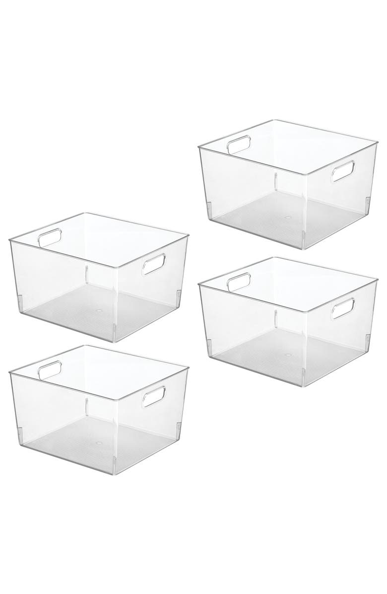 mDesign Plastic Household Cubby Storage Organizer Container Bin - 4 Pack - Clear, Main, color, Clear