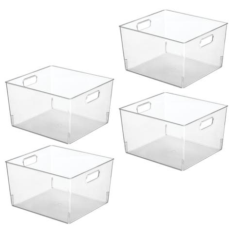 Plastic Household Cubby Storage Organizer Container Bin - 4 Pack - Clear
