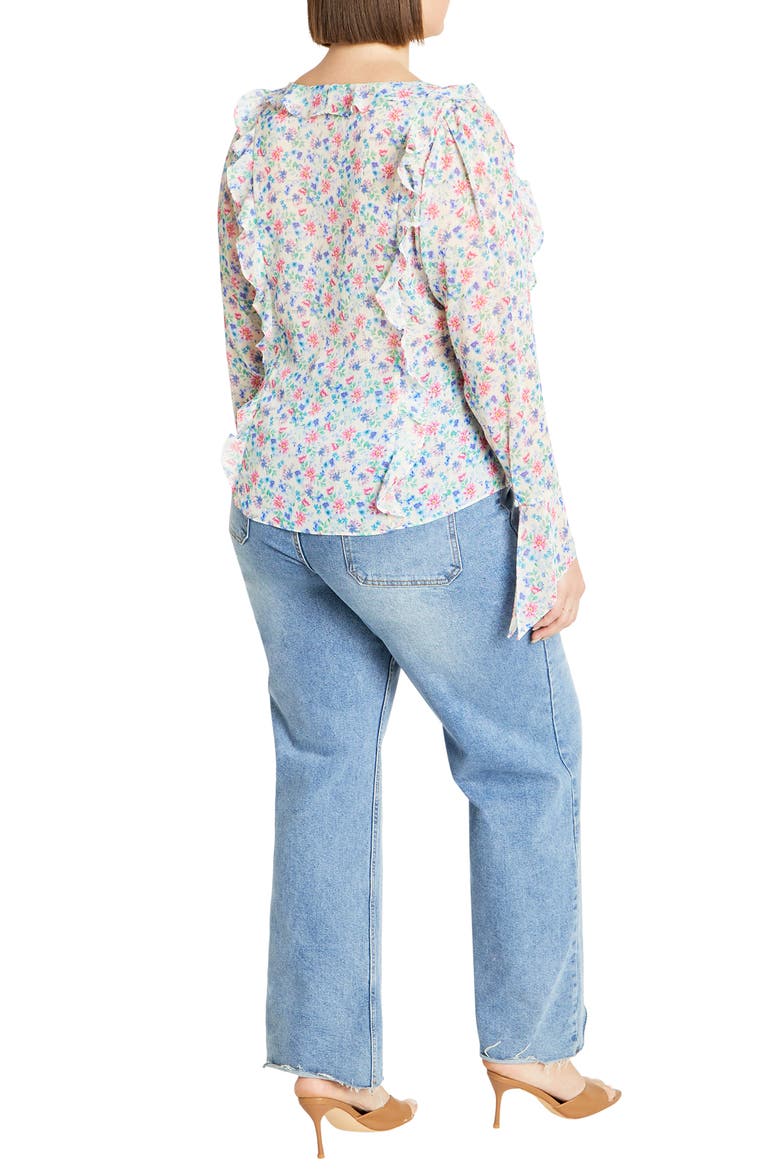 Lidia Floral Ruffle Long Sleeve Chiffon Top, Alternate, color, DELICATE DITSY