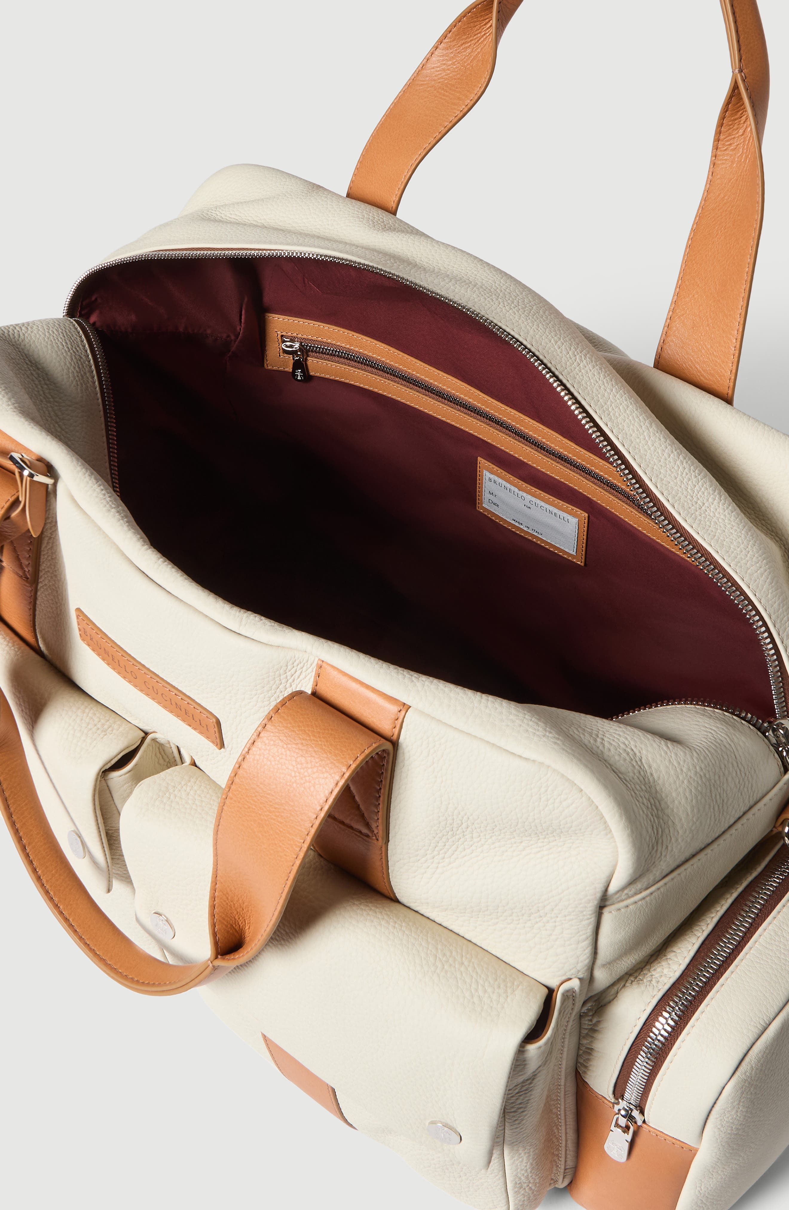 Grained calfskin leisure bag, Alternate, color, Ivory