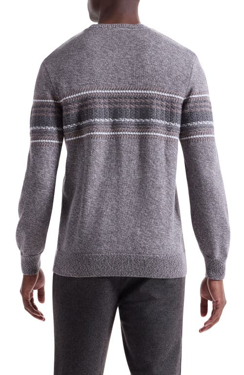 Bugatchi Chest Stripe Merino Wool Sweater In Brown