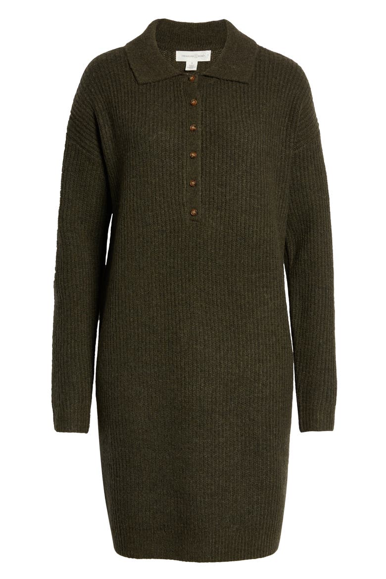Polo Long Sleeve Sweater Dress, Alternate, color, GREEN ROSIN
